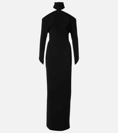 Courrèges Circle Mockneck Crepe Gown In Black