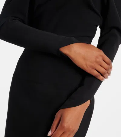 Courrèges Circle Mockneck Crepe Gown In Black