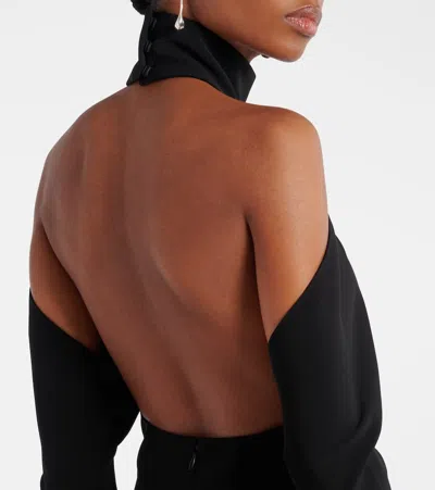 Courrèges Circle Mockneck Crepe Gown In Black