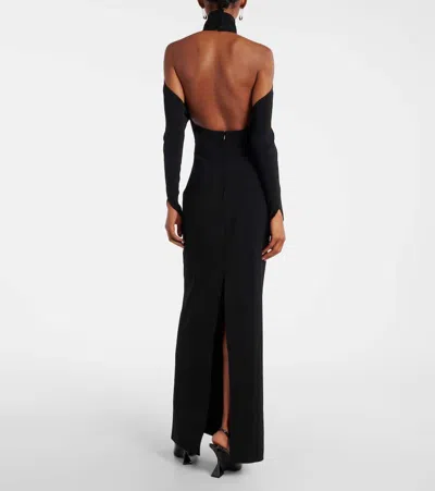 Courrèges Circle Mockneck Crepe Gown In Black
