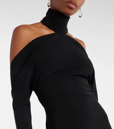 Courrèges Circle Mockneck Crepe Gown In Black