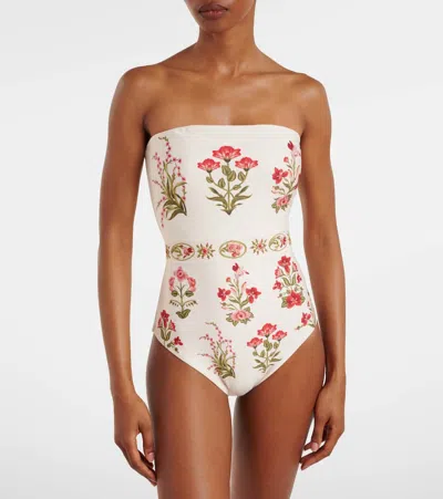Agua By Agua Bendita Illusion Floral Strapless Swimsuit