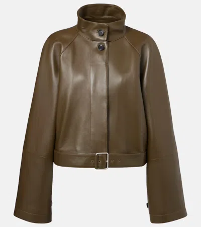 Loewe Calfskin Funnel-neck Jacket In Brown