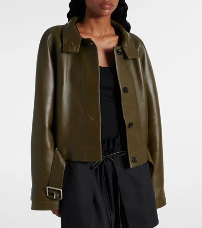 Loewe Calfskin Funnel-neck Jacket In Brown