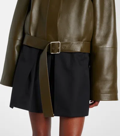 Loewe Calfskin Funnel-neck Jacket In Brown