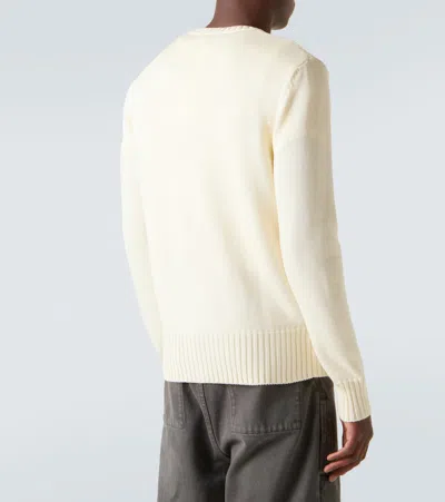 Givenchy Mens Ecru Brand-embroidery Crewneck Cotton Jumper In White