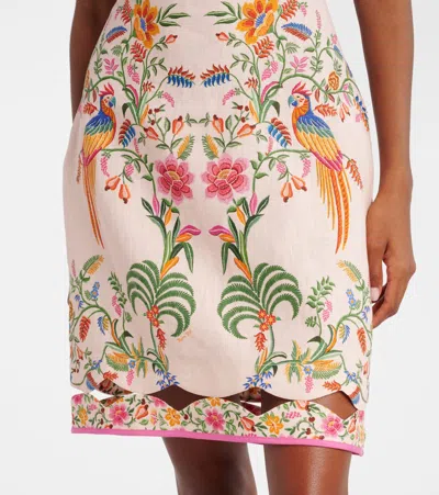 Farm Rio Pink Delicate Forest Linen Mini Dress In Multi