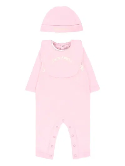 Palm Angels Cotton Babygrow (set Of Three Pieces) In Pink