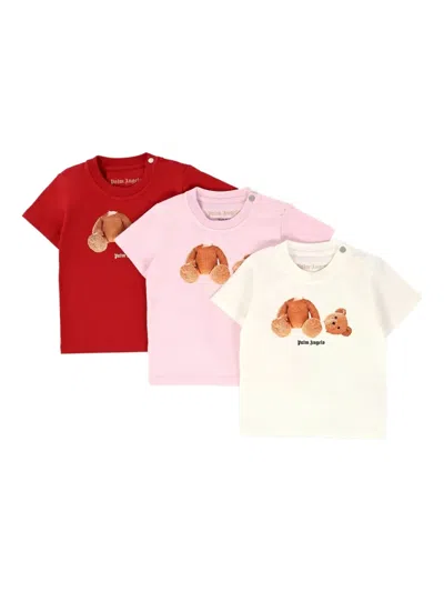 Palm Angels Teddy Bear-print T-shirt (set Of Three) In Pink