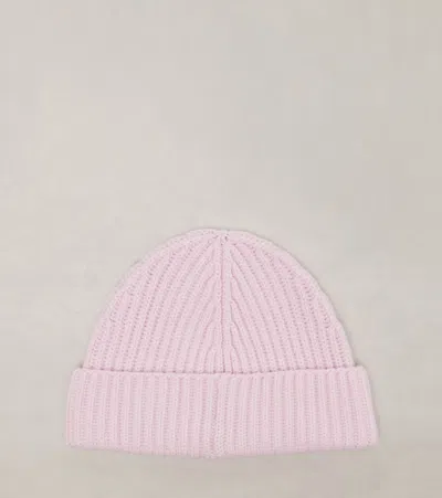 Loewe Womens Light Pink Anagram-patch Ribbed Cashmere Hat In Pink