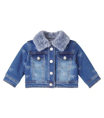 Monnalisa Bestickte Jeansjacke In Blue