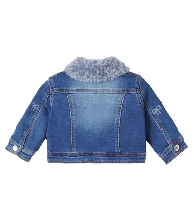 Monnalisa Bestickte Jeansjacke In Blue