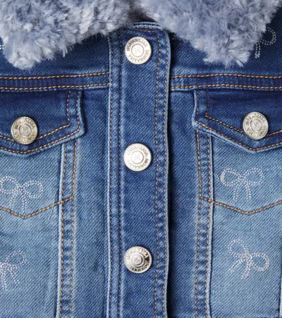 Monnalisa Bestickte Jeansjacke In Blue
