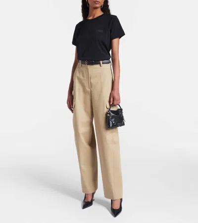 Givenchy Womens Beige Cocoon Straight-leg Cotton-wool Blend Trousers In Neutral