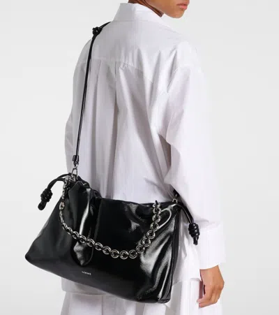 Loewe Womens Black Flamenco Large Leather Shoulder Bag