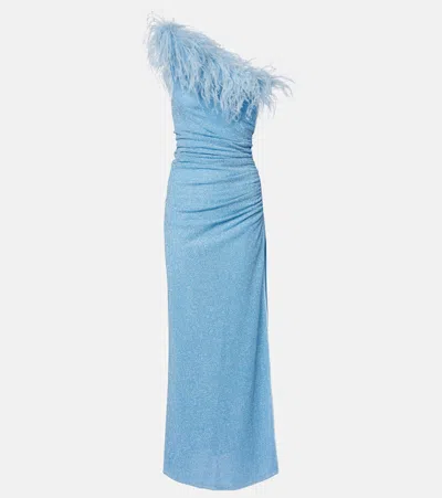 Oseree Oséree Lumière Plumage One-shoulder Maxi Dress