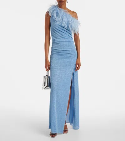 Oseree Oséree Lumière Plumage One-shoulder Maxi Dress