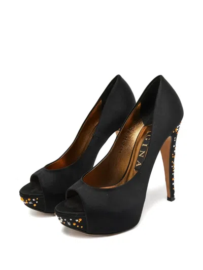 Pre-owned Gina  135mm Satin Pumps