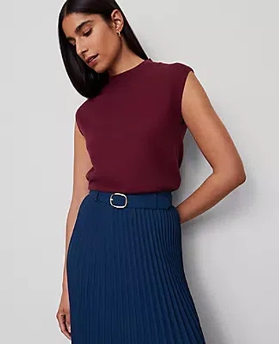 Ann Taylor Wide Shoulder Mock Neck Sweater Shell Top