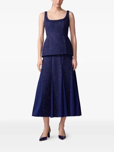Carolina Herrera Tweed Top In Blue