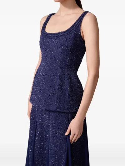 Carolina Herrera Tweed Top In Blue