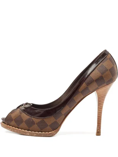 Pre-owned Louis Vuitton 115mm Damier Ebène Pumps