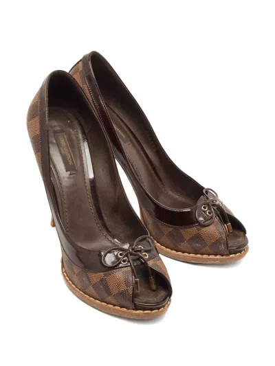 Pre-owned Louis Vuitton 115mm Damier Ebène Pumps