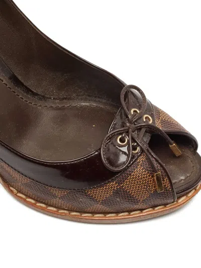 Pre-owned Louis Vuitton 115mm Damier Ebène Pumps