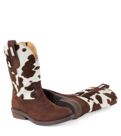 Monnalisa Texanische Stiefeletten Aus Ponyfell In Brown