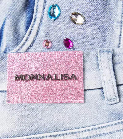 Monnalisa X Disney Stitch Denim Miniskirt In Blue