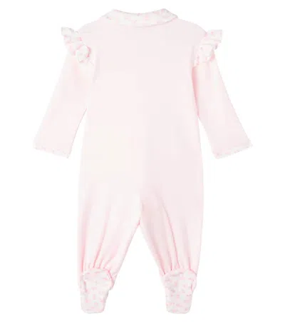 Monnalisa Baby Embroidered Cotton Onesie In Pink