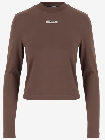 Jacquemus Le T Shirt Grosgrain Manches Longues In Gray