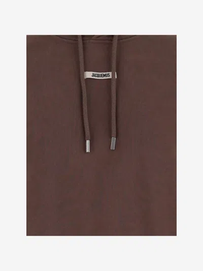 Jacquemus Drawstring Hood Gros-grain Hoodie In Brown