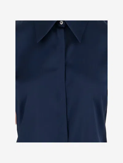 Fit F.it Stretch Silk Shirt With Pointed Collar In Blue