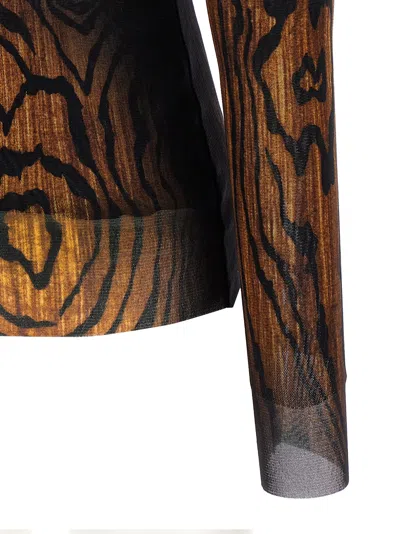 Jean Paul Gaultier Top The Wood In Tulle Stampato Donna In Multi