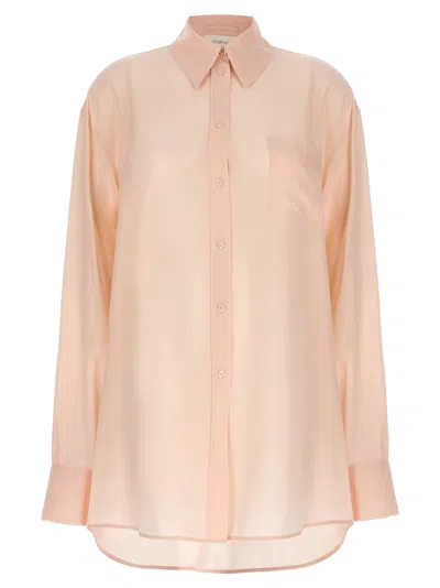 Sportmax Sheer Fabric Collared Shirt With Pleated Back In Pink