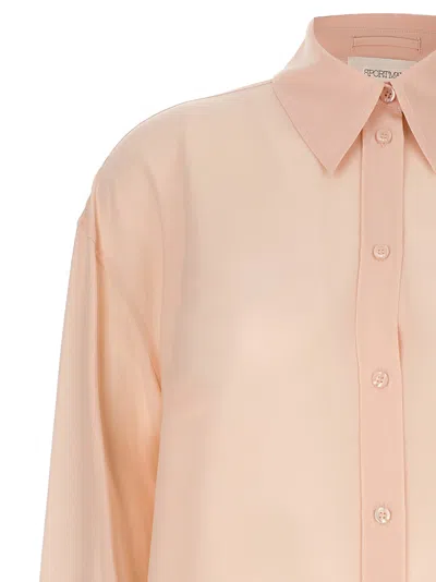 Sportmax Sheer Fabric Collared Shirt With Pleated Back In Pink