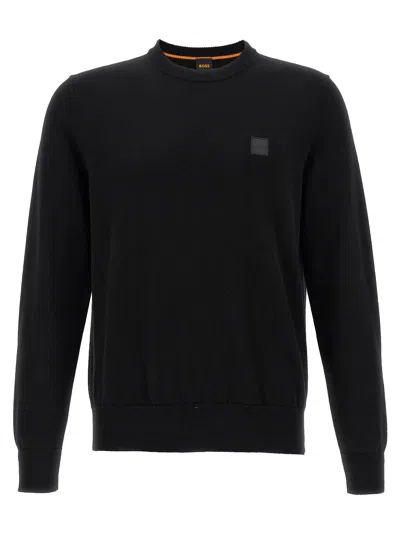 Hugo Boss Cotton-cashmere Regular-fit Sweater With Logo Patch In Black
