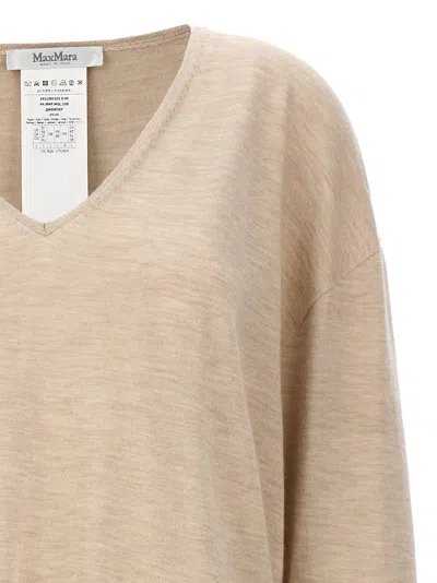 Max Mara 'arrow' V-neck Lightweight Knit Sweater In Brown