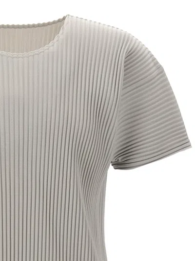 Issey Miyake Textured Pleated T-shirt With Crew Neck In Neutral