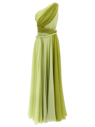 Giambattista Valli One-shoulder Silk Maxi Dress With Torch Detail In Multi