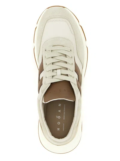 Hogan Lightweight Sneakers With Cushioned Collar And Suede Panels In Neutral