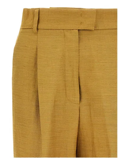 Max Mara Trousers Featuring Front Pleats And Back Pockets In Brown
