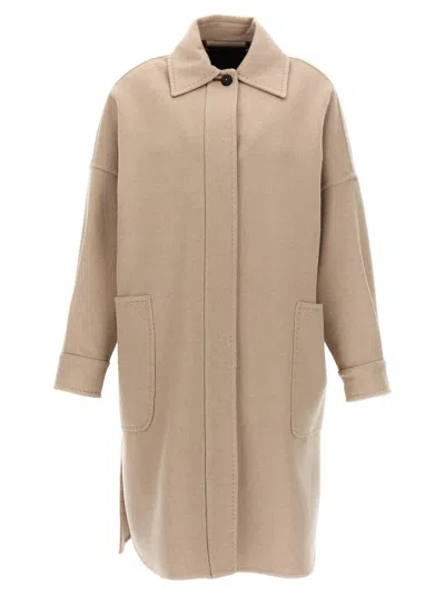 Max Mara 'baruffa' Long Sleeves Coat In Brown