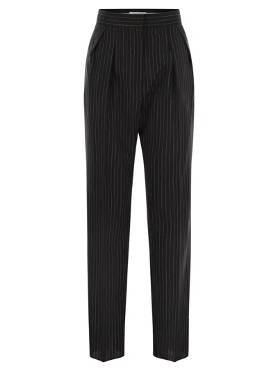 Max Mara Sesamo Carrot Trousers In Wool Cloth In Blue