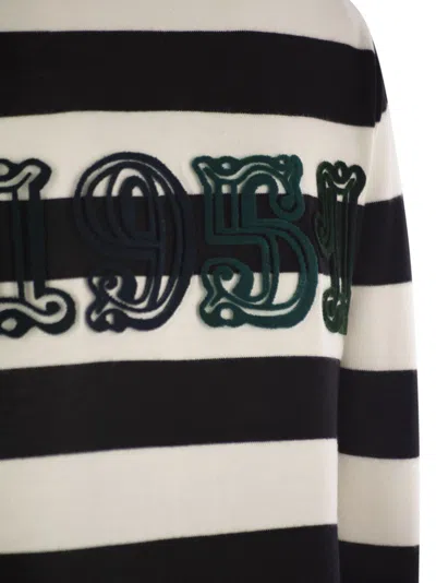 Max Mara Fiemme Long Striped Wool Cardigan In Black