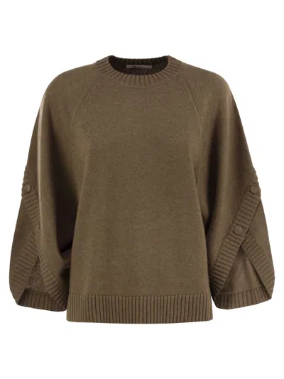 Max Mara Ampex Wool And Cashmere Over Sweater In Green