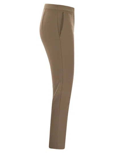 Max Mara Pegno Viscose Jersey Trousers In Brown