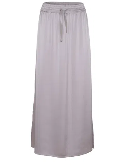 Herno Beige Long Skirt With Elastic Waist In Stretch Tech Fabric Woman In Purple