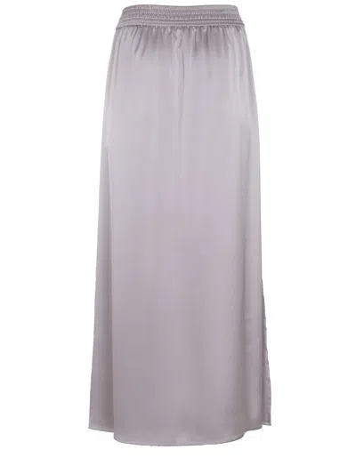 Herno Beige Long Skirt With Elastic Waist In Stretch Tech Fabric Woman In Purple